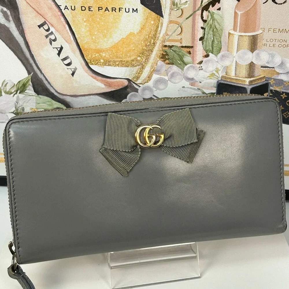 GUCCI GG Marmont Japan Exclusive Ribbon Zip Around  Wallet 😍 - Picture 5 of 17